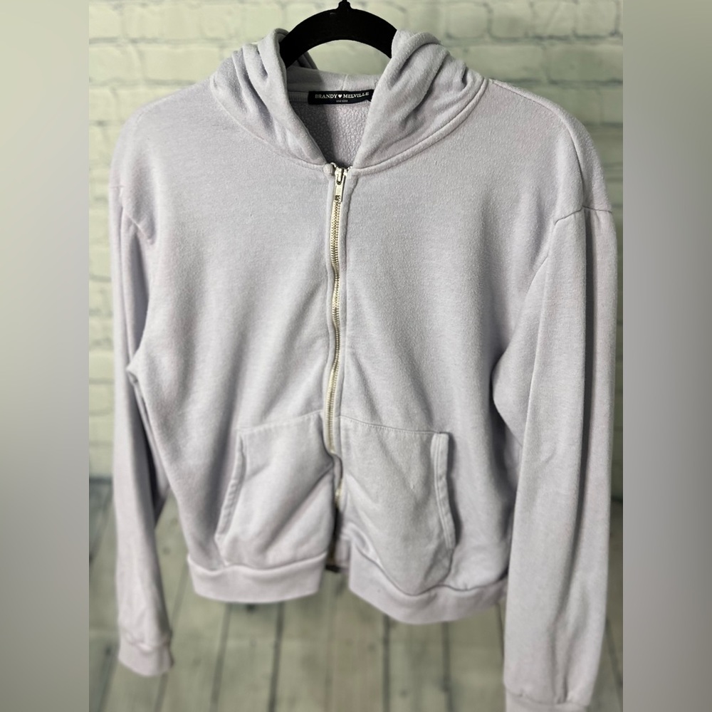 Brandi Melville Zip Up Hoodie | Sz One Size - Picture 3 of 14